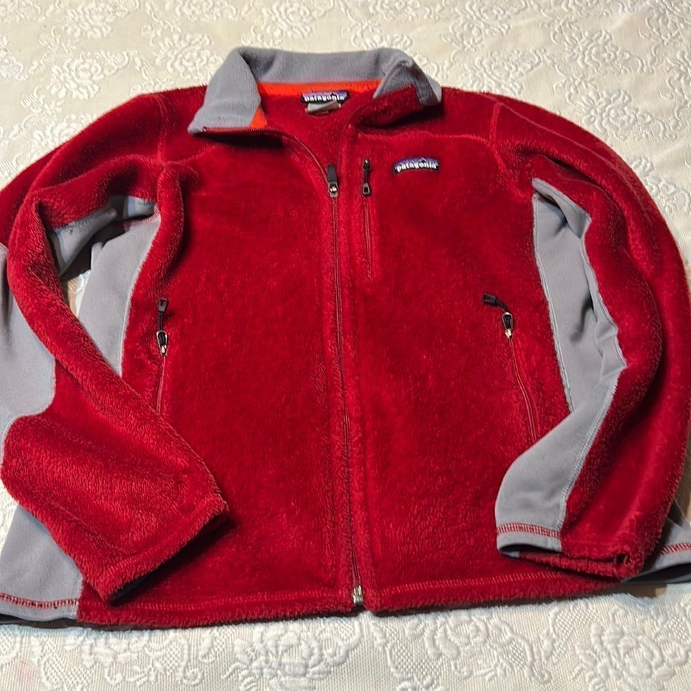 Patagonia red/gray Fleece Full Zip S